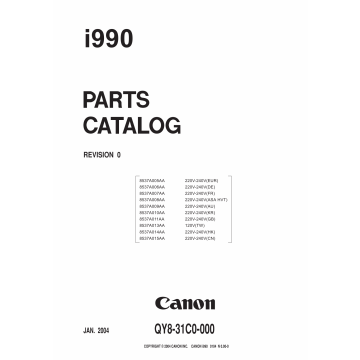Canon PIXUS i990 Parts Catalog Manual