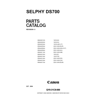 Canon SELPHY DS700 Parts Catalog Manual