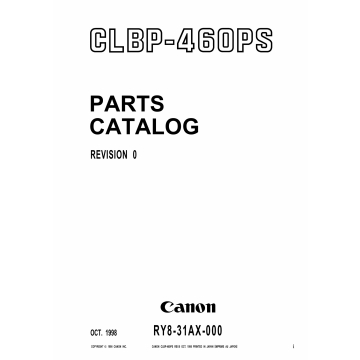 Canon imageCLASS CLBP-460 Parts Catalog Manual