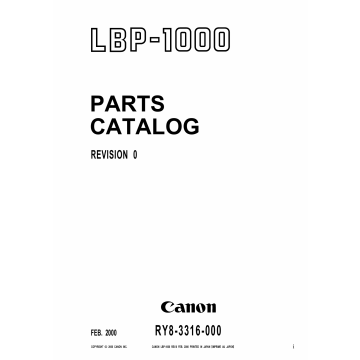 Canon imageCLASS LBP-1000 Parts Catalog Manual