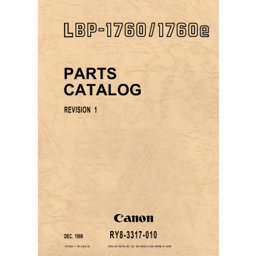 Canon imageCLASS LBP-1760 Parts Catalog Manual