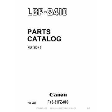 Canon imageCLASS LBP-2410 Parts Catalog Manual