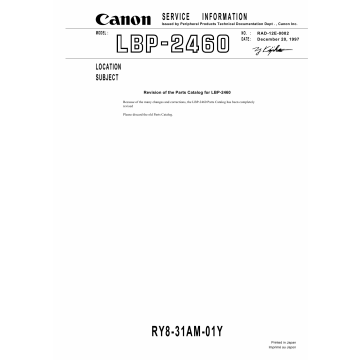 Canon imageCLASS LBP-2460 Parts Catalog Manual