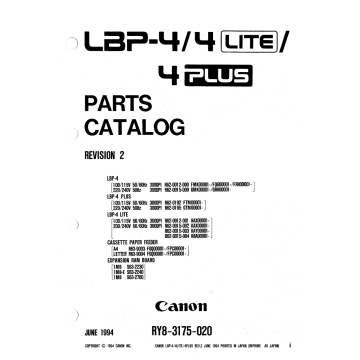 Canon imageCLASS LBP-4 4i Parts Catalog Manual