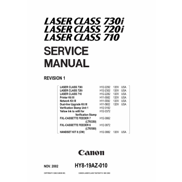 Canon imageCLASS LBP-730i 720i 710 Parts and Service Manual