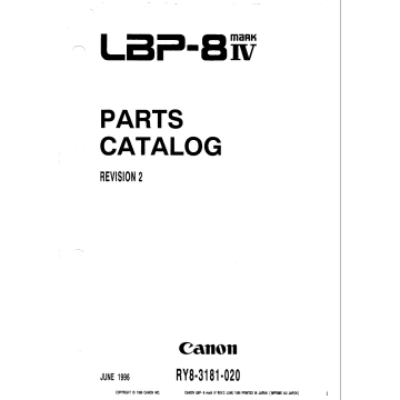 Canon imageCLASS LBP-8IV Parts Catalog Manual