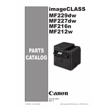 Canon imageCLASS MF-200 212w 216n 222dw 224dw 226dn 227dw MF229dw Parts Catalog Manual
