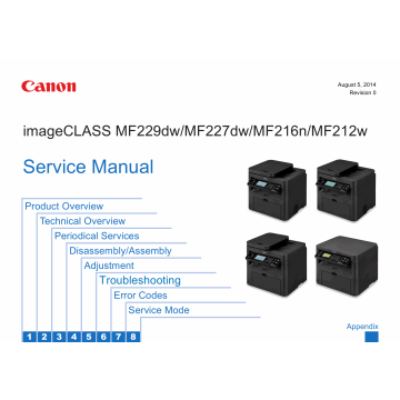 Canon imageCLASS MF-200 212w 216n 222dw 224dw 226dn 227dw MF229dw Service Manual