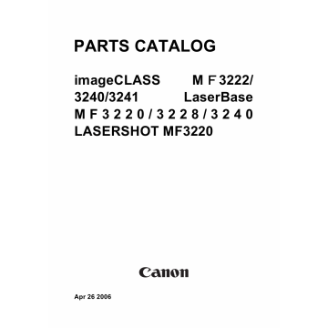 Canon imageCLASS MF-3220 3240 3228 Parts Catalog Manual