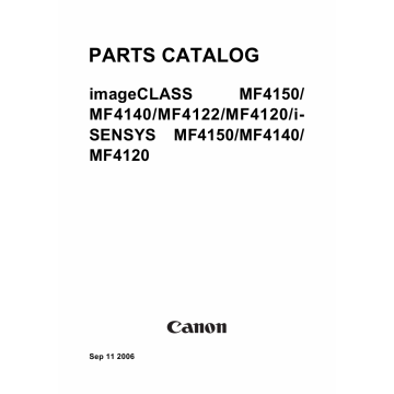 Canon imageCLASS MF-4100 4120 4122 4140 4150 Parts Catalog Manual