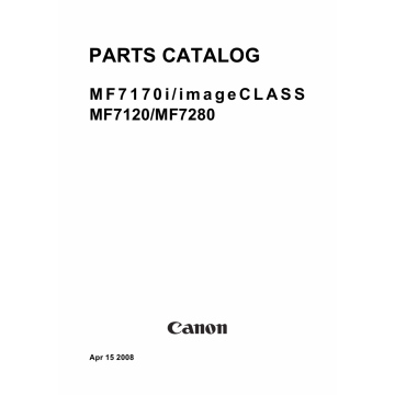 Canon imageCLASS MF-7170i 7120 7280 Parts Catalog Manual