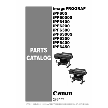 Canon imagePROGRAF iPF-6450 6400 6350 6300 6200 6100 6000S 605 Parts Catalog Manual