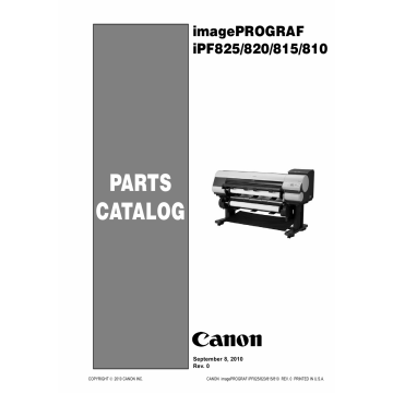 Canon imagePROGRAF iPF-825 820 815 810 Parts Catalog Manual