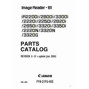 Canon imageRUNNER iR-2200i 2800i 3300i 2220i 2250i 2820i 2850i 3320i 3350i 2220N 3320N Parts Catalog Manual