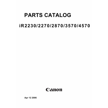 Canon imageRUNNER iR-2230 2270 2870 3570 4570 Parts Catalog Manual