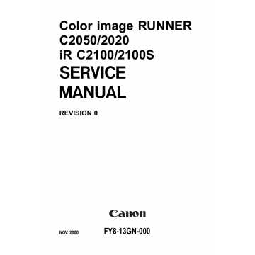 Canon imageRUNNER iR-C2050 C2020 C2100 C2100S Parts and Service Manual