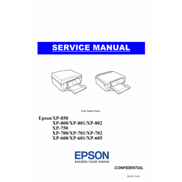 Epson XP XP600 601 605 700 701 702 750 800 801 802 850 Service Manual