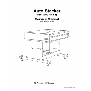 KIP 1200 K-54 Auto-Stacker Parts and Service Manual
