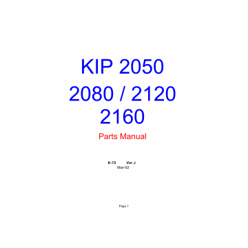 KIP 2050 2080 2120 2160 Image-Scanner K-75 Parts Manual