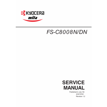 KYOCERA ColorLaserPrinter FS-C8008N DN Parts and Service Manual
