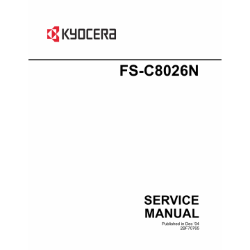 KYOCERA ColorLaserPrinter FS-C8026N Parts and Service Manual