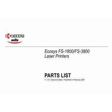 KYOCERA LaserPrinter FS-1800 3800 Parts Manual