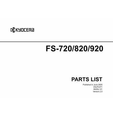 KYOCERA LaserPrinter FS-720 820 920 Parts Manual