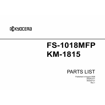 KYOCERA MFP FS-1018MFP KM-1815 Parts Manual