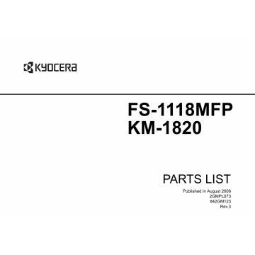 KYOCERA MFP FS-1118MFP KM-1820 Parts Manual
