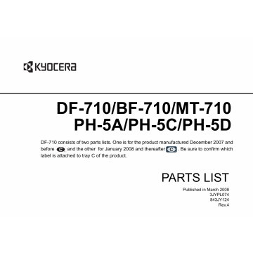 KYOCERA Options Document-Feeder DF-710 BF-710 MT-710 PH-5A PH-5C PH-5D Parts Manual