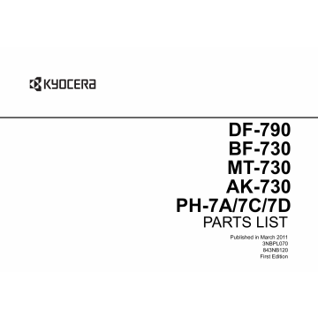 KYOCERA Options Document-Feeder DF-790 BF-730 MT-730 AK-730 PH-7A-7C-7D TASKalfa 3500i 4500i 5500i Parts Manual