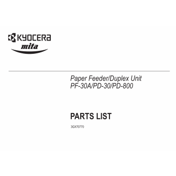 KYOCERA Options Paper-Feeder-PF-30A PD-30 800 Parts Manual