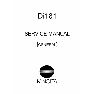 Konica-Minolta MINOLTA Di181 GENERAL Service Manual