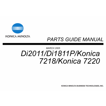 Konica-Minolta Options Di2011 Di1811P 7218 7220 Parts Manual