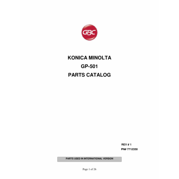Konica-Minolta Options GP-501 Parts Manual