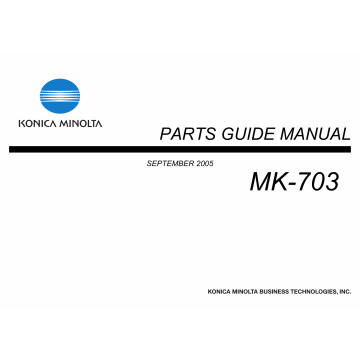 Konica-Minolta Options MK-703 Parts Manual