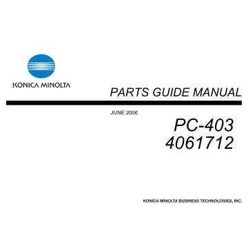 Konica-Minolta Options PC-403 4061712 Parts Manual