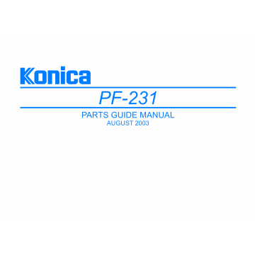 Konica-Minolta Options PF-231 Parts Manual