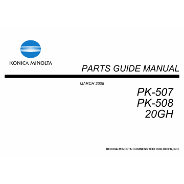 Konica-Minolta Options PK-507 508 20GH Parts Manual