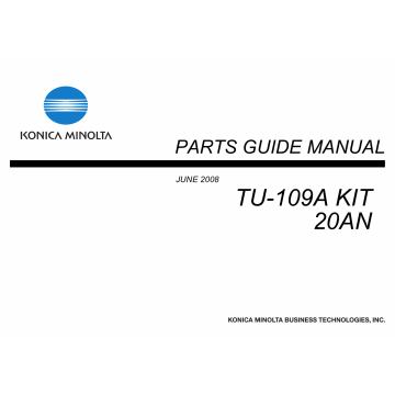 Konica-Minolta Options TU-109A-Kit 20AN Parts Manual