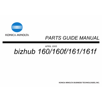 Konica-Minolta bizhub 160 160f 161 161f Parts Manual