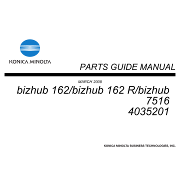 Konica-Minolta bizhub 162 162R 7516 Parts Manual