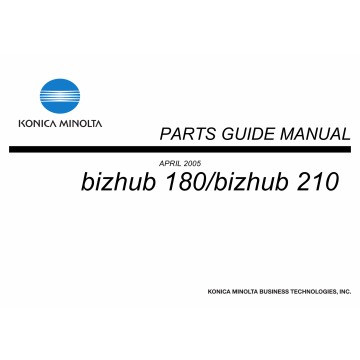 Konica-Minolta bizhub 180 210 Parts Manual