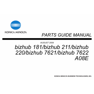 Konica-Minolta bizhub 181 211 220 7621 7622 Parts Manual