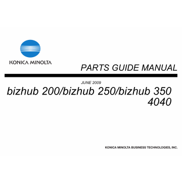 Konica-Minolta bizhub 200 250 350 Parts Manual