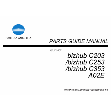 Konica-Minolta bizhub C203 C253 C353 Parts Manual