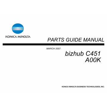 Konica-Minolta bizhub C451 Parts Manual