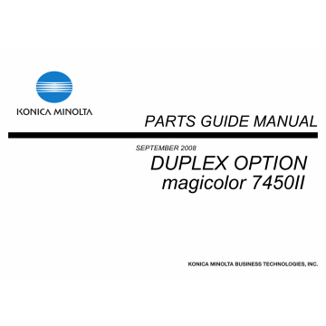 Konica-Minolta magicolor 7450II Duplex-Option Parts Manual
