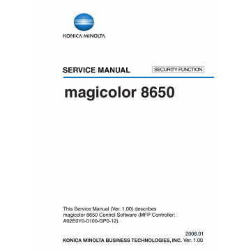 Konica-Minolta magicolor 8650 SECURITY-FUNCTION Service Manual