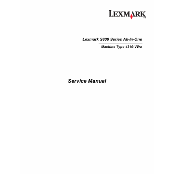 Lexmark All-In-One S800 4310 Service Manual